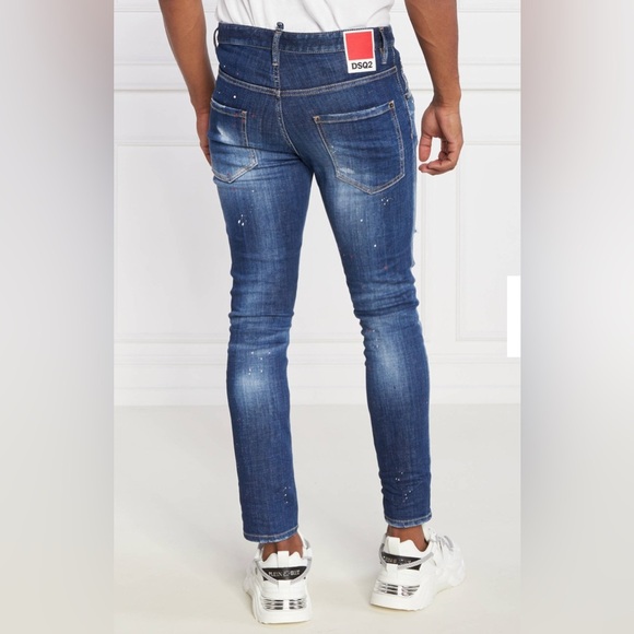 DSQUARED2 Men’s Slim Fit Paint Splatter Effect Distressed Skater Jeans Size 36 - Picture 4 of 16